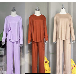 B02 Bộ Ủ Kem ,Mặc Nhà Thun Lạnh Vạt Bầu  Mịn,Thấm Mồ Hôi, Không Nhăn Nhàu, Xù Lông, Tay Dài Quần Suông Freesize 45-70kg