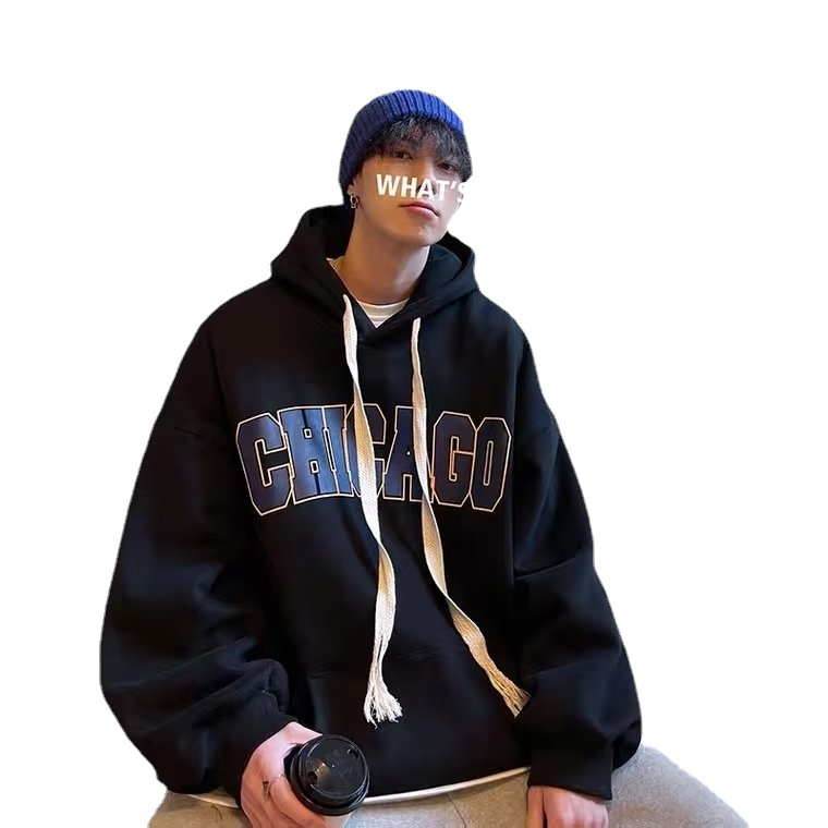 Áo hoodie Oversize Dáng Rộng In Chữ Phong Cách hip hop vải nỉ bông dày