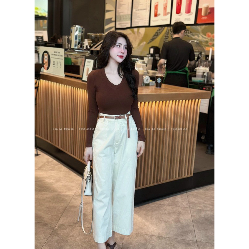 Áo Thun Nữ Thời Trang Nữ Ôm Body Cổ Tim Tay Dài Thun Co Dãn Năng Động Thoải mái
