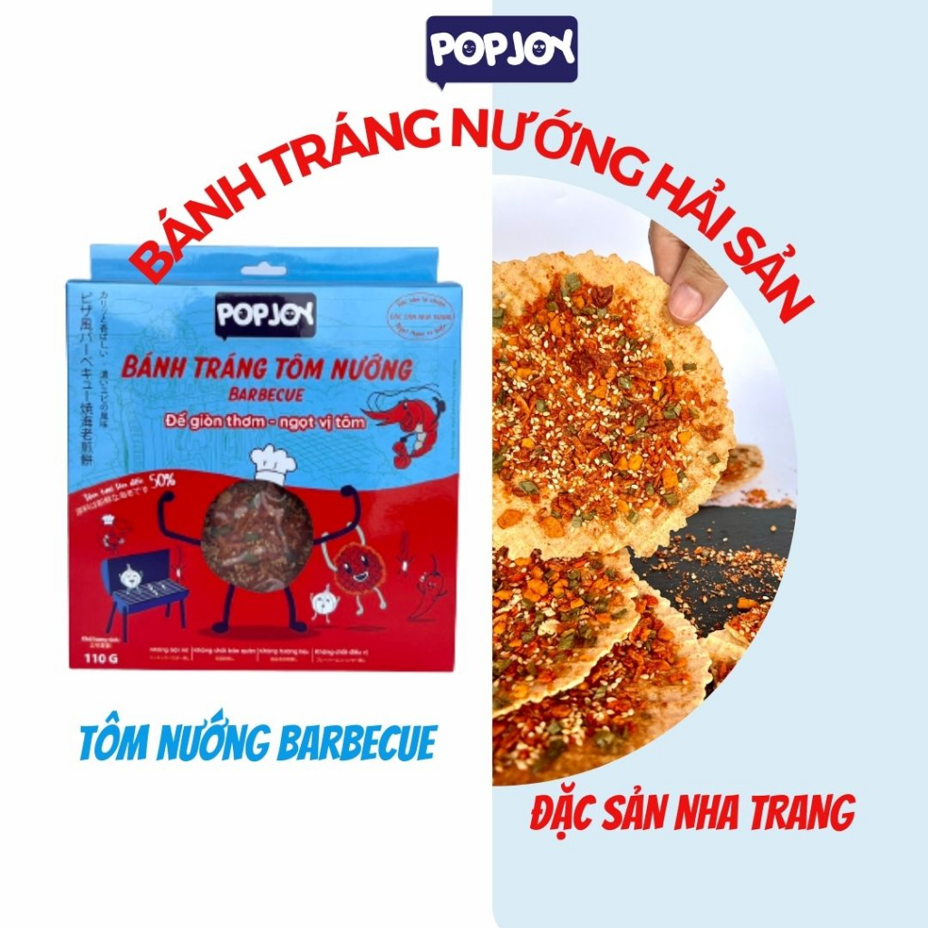 BÁNG TRÁNG TÔM NƯỚNG BARBECUE 125G/ 65G - Đặc sản Nha Trang, Đế Bánh Giòn, Tôm Tươi Tự Nhiên