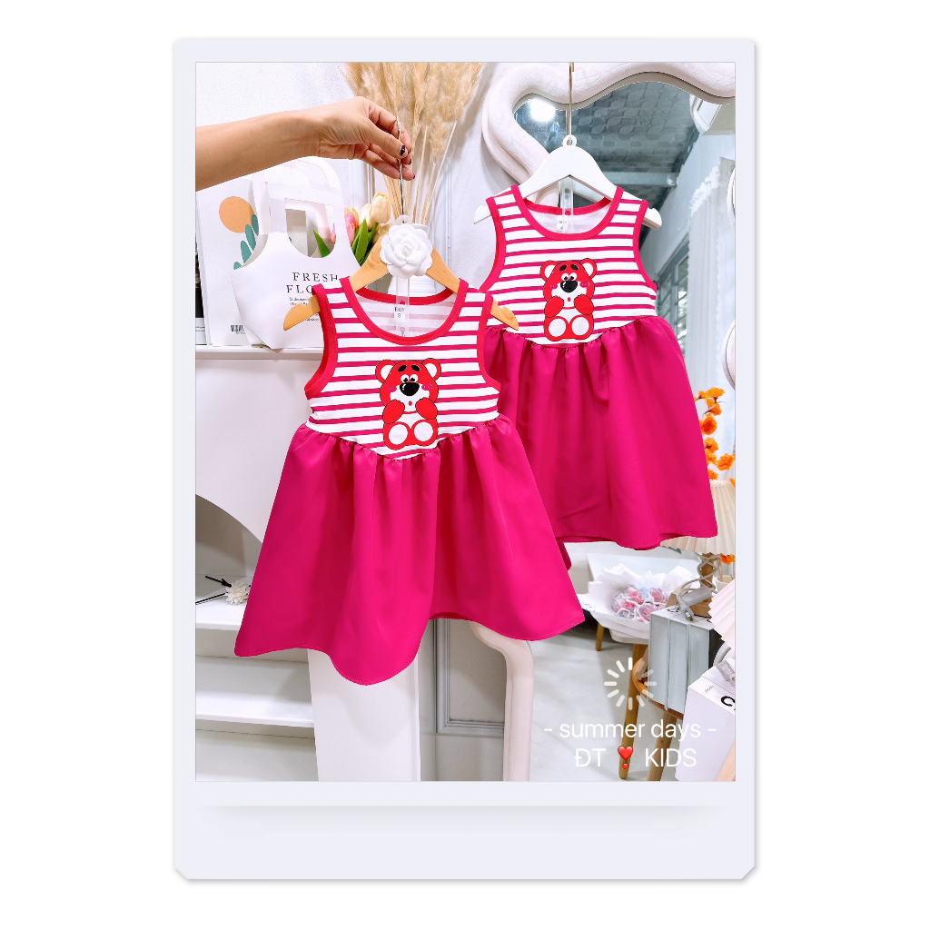 Váy maxi gấu dâu lotso cho bé gái