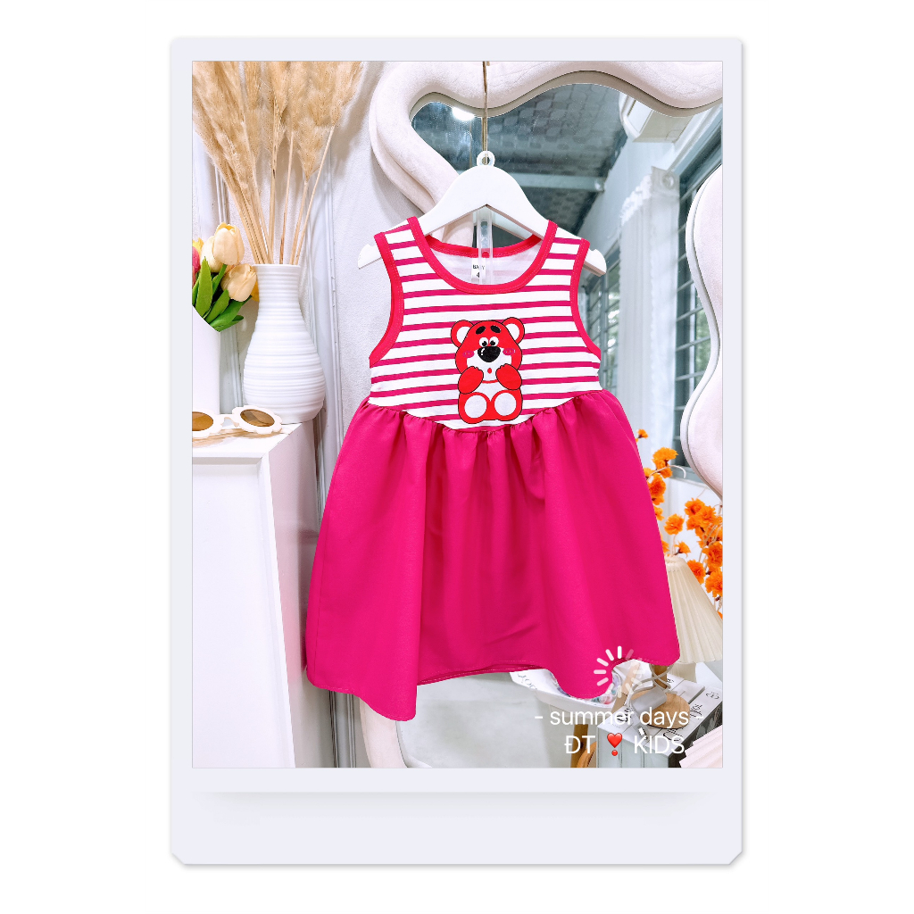 Váy maxi gấu dâu lotso cho bé gái