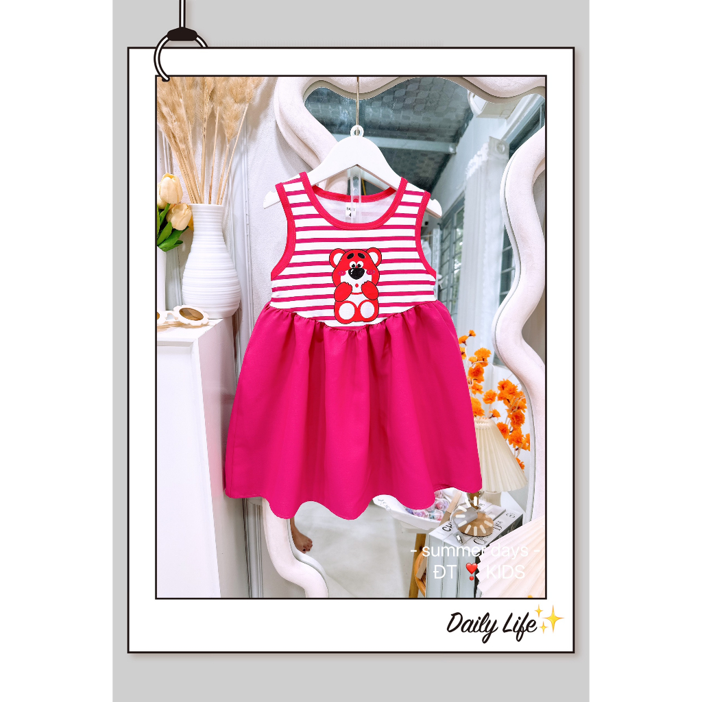 Váy maxi gấu dâu lotso cho bé gái