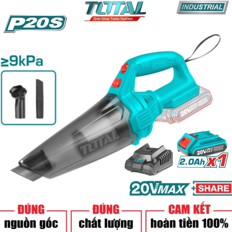 TOTAL Máy hút bụi 0.5L dùng pin Lithium 20V TVLI20126