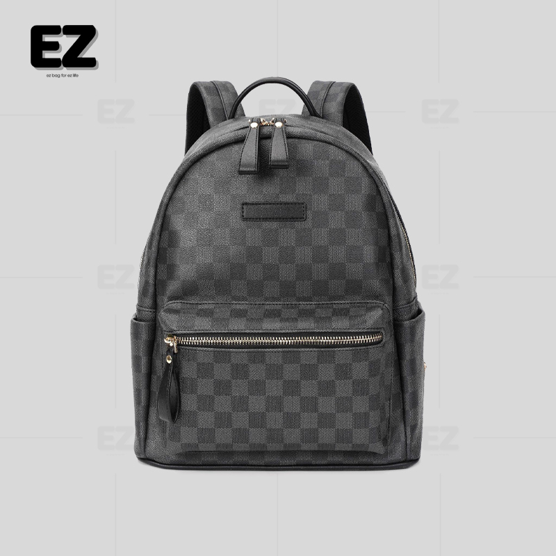 Balo đi học da họa tiết caro thời trang , Cặp da đi học đựng laptop 15.6 inch , Balo da PU cao cấp mã BLD20CARO