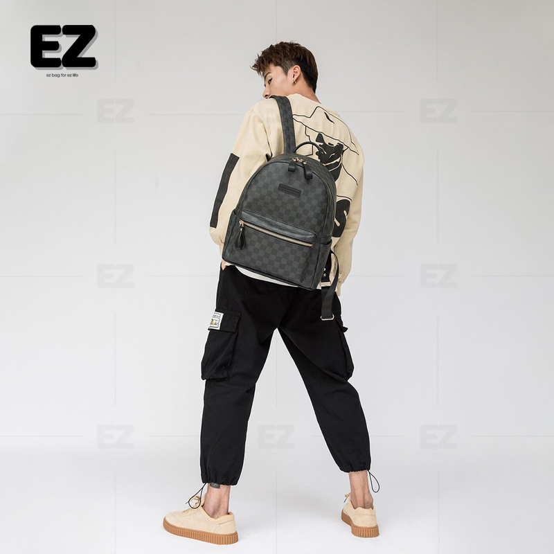 Balo đi học da họa tiết caro thời trang , Cặp da đi học đựng laptop 15.6 inch , Balo da PU cao cấp mã BLD20CARO