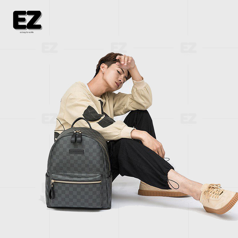 Balo đi học da họa tiết caro thời trang , Cặp da đi học đựng laptop 15.6 inch , Balo da PU cao cấp mã BLD20CARO