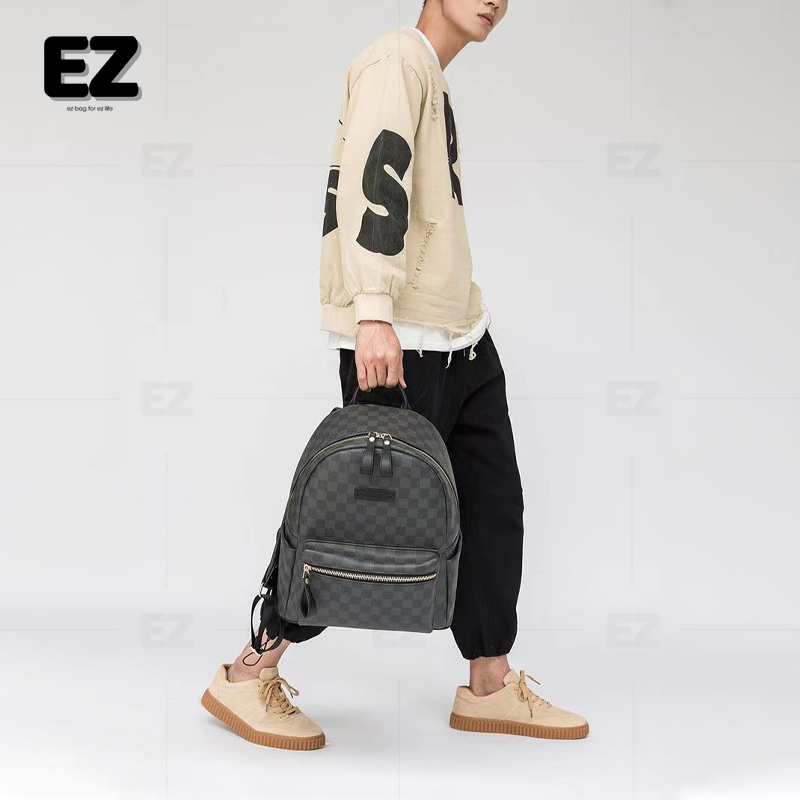 Balo đi học da họa tiết caro thời trang , Cặp da đi học đựng laptop 15.6 inch , Balo da PU cao cấp mã BLD20CARO