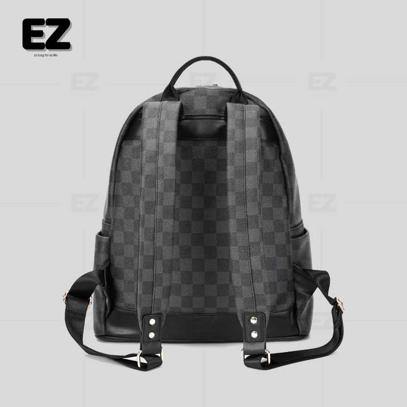 Balo đi học da họa tiết caro thời trang , Cặp da đi học đựng laptop 15.6 inch , Balo da PU cao cấp mã BLD20CARO