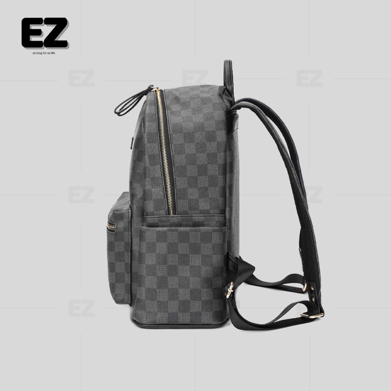 Balo đi học da họa tiết caro thời trang , Cặp da đi học đựng laptop 15.6 inch , Balo da PU cao cấp mã BLD20CARO