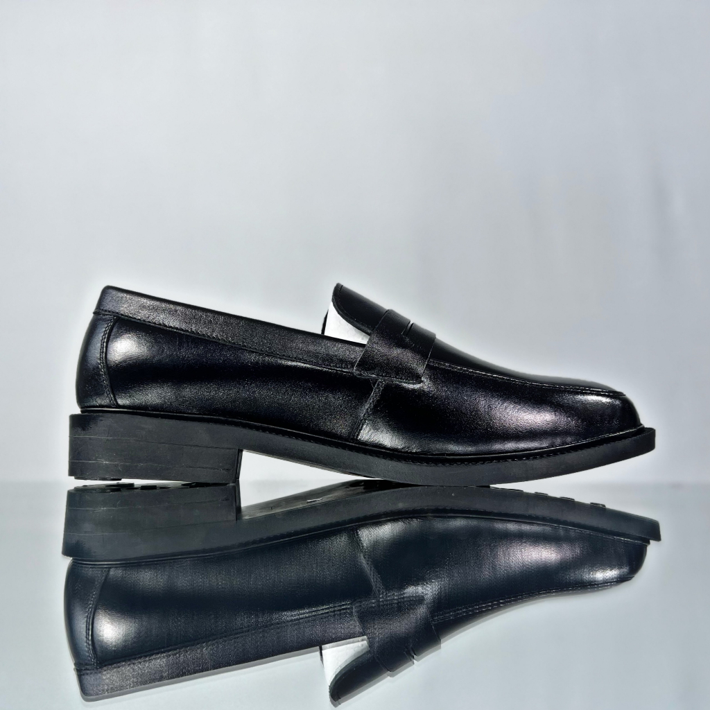 Giày Tây Penny Loafer Hai Màu Trắng Đen Kèm Quà Tặng