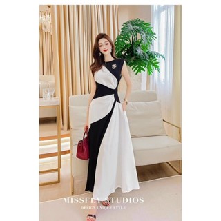 ĐẦM MAXI LỤA PHỐI MÀU CAO CẤP