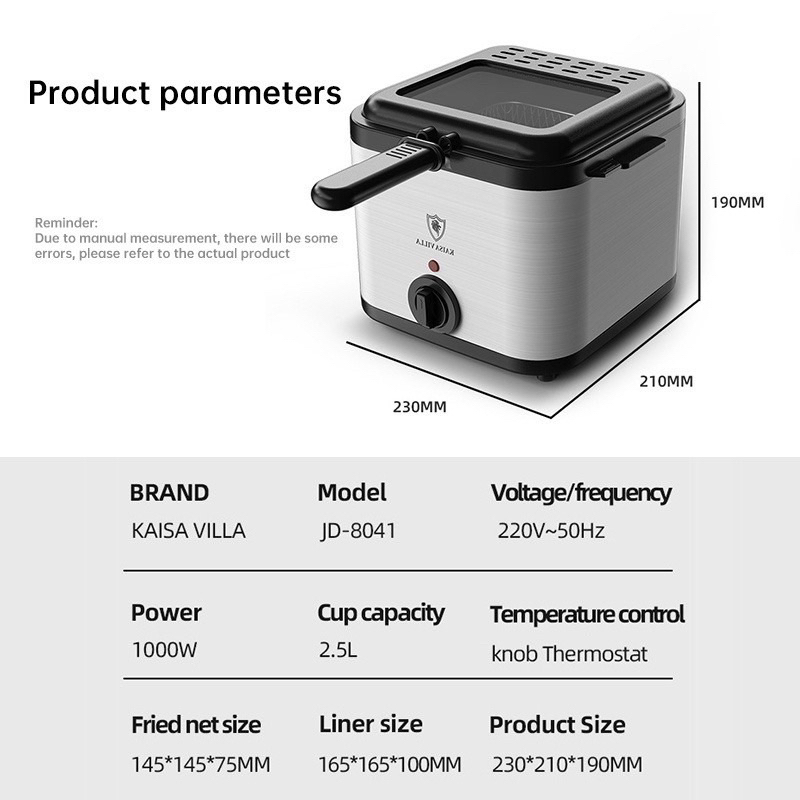 NỒI CHIÊN NGẬP DẦU KAISSA /MISU GL 8821 - NỒI ĐIỆN CHIÊN CÁ VIÊN - KHOAI TÂY 2,5L