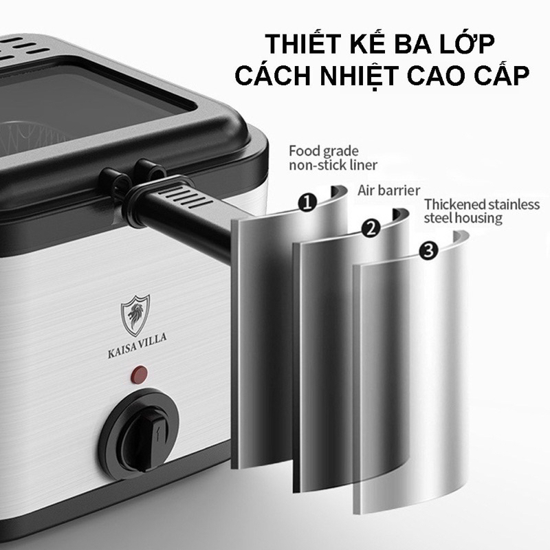 NỒI CHIÊN NGẬP DẦU KAISSA /MISU GL 8821 - NỒI ĐIỆN CHIÊN CÁ VIÊN - KHOAI TÂY 2,5L