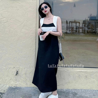 [ ẢNH THẬT ] VÁY ĐEN TAY TRẮNG CHẤT LINEN