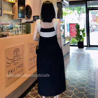 [ ẢNH THẬT ] VÁY ĐEN TAY TRẮNG CHẤT LINEN