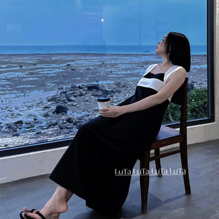 [ ẢNH THẬT ] VÁY ĐEN TAY TRẮNG CHẤT LINEN