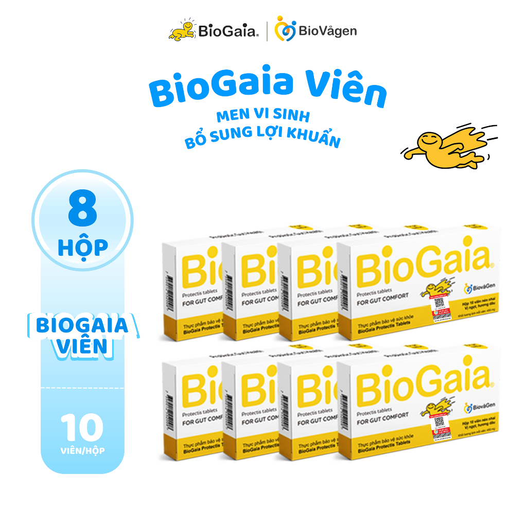 Combo 8 men vi sinh BioGaia ProTectis Dạng viên cải thiện hệ tiêu hóa Thụy Điển hộp 10 viên