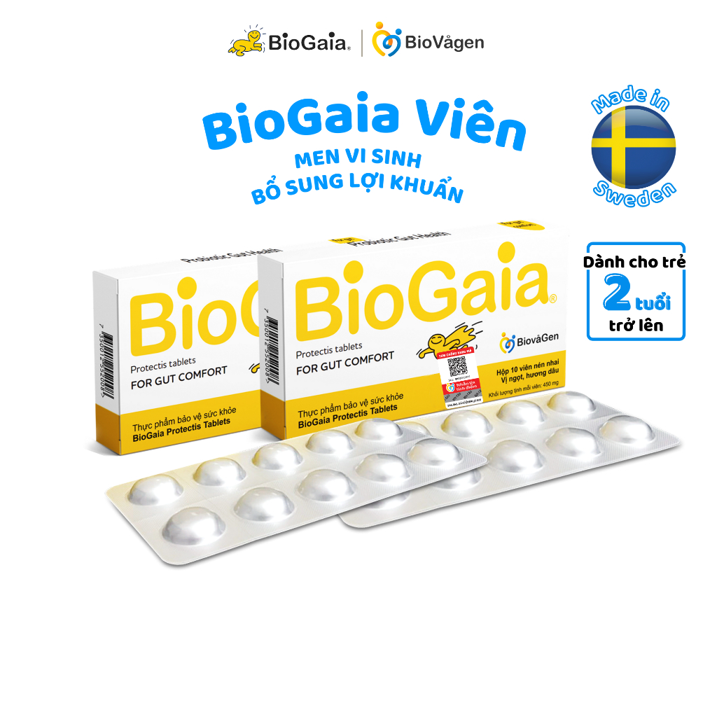 Combo 2 men vi sinh BioGaia ProTectis Dạng viên cải thiện hệ tiêu hóa Thụy Điển hộp 10 viên