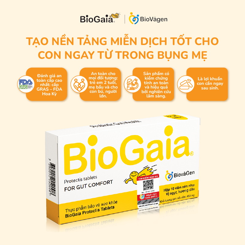 Men vi sinh BioGaia ProTectis dạng viên cải thiện hệ tiêu hóa xuất xứ Thụy Điển hộp 10 viên