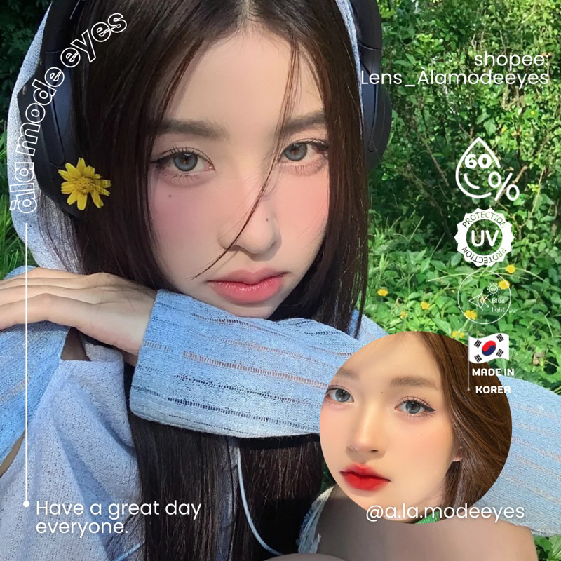 Lens xanh dương tro viền