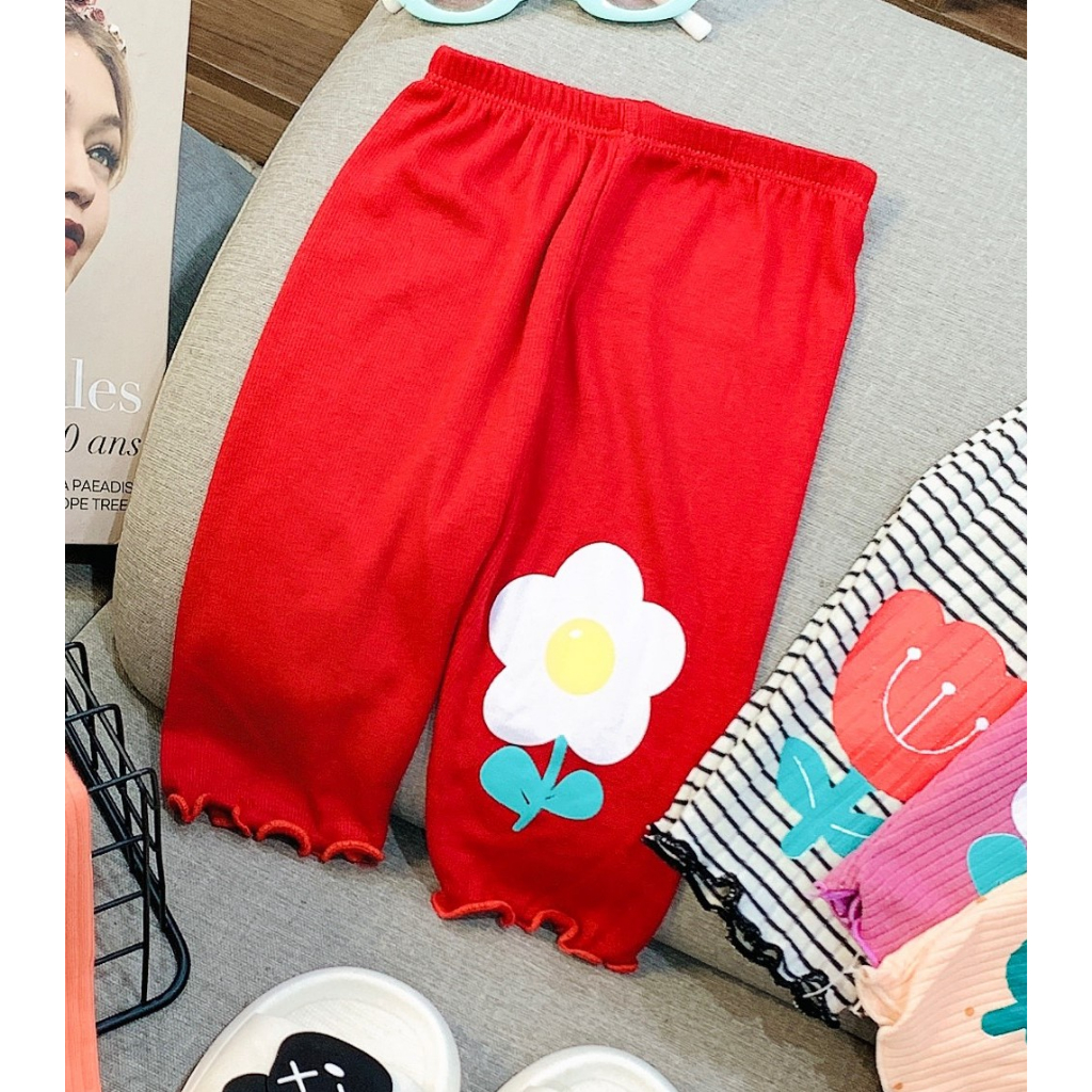 Quần legging lửng cho bé gái, Quần thun hè cho bé từ 7-18kg