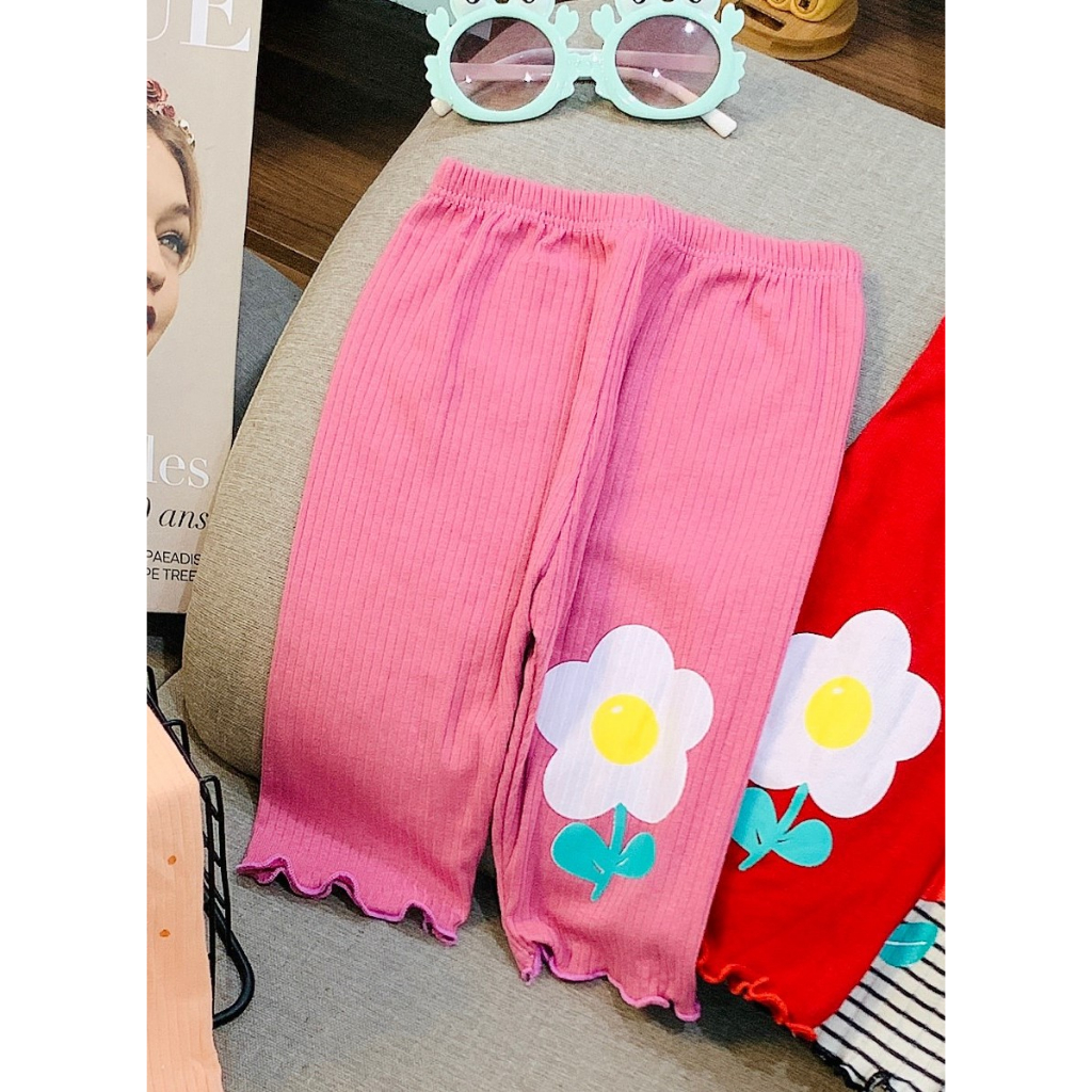 Quần legging lửng cho bé gái, Quần thun hè cho bé từ 7-18kg
