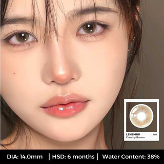 Lens kính áp tròng LENSMBD Creamy Brown cận màu nâu ánh cam