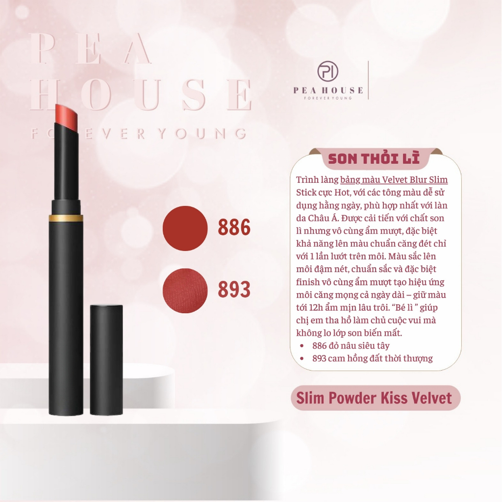 Son thỏi lì Blur Slim Velvet 893 và 886