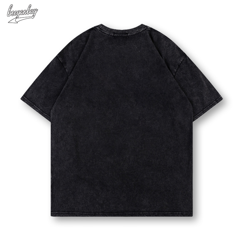 Áo thun nam wash BEEYANBUY áo phông hình tay lỡ T-shirt unisex ulzzang 100% cotton-Y0382