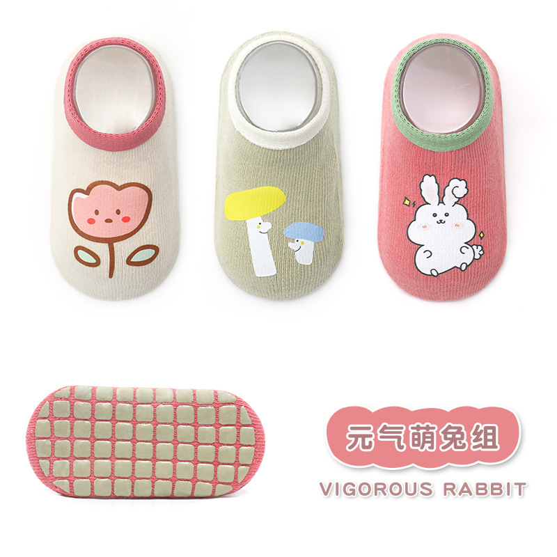 Tất  hài 3 đôi cho bé thấp đầu thuyền tất chống trơn trượt cho bé tất in hình hoạt hình