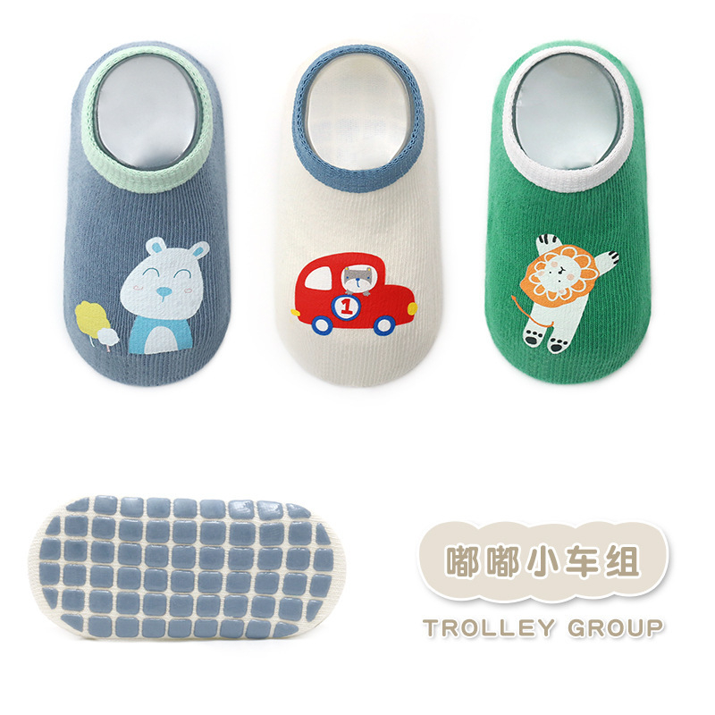 Tất  hài 3 đôi cho bé thấp đầu thuyền tất chống trơn trượt cho bé tất in hình hoạt hình