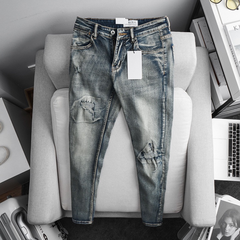 Quần jean nam ống ôm côn hàng nhập xịn chất bò co giãn