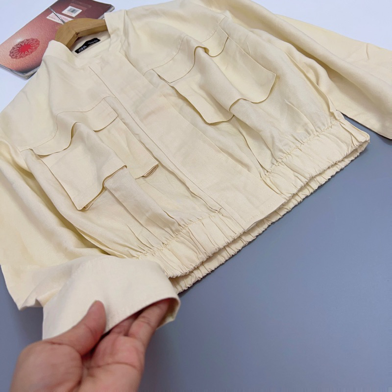 Áo khoác linen zr dáng lửng bo chun