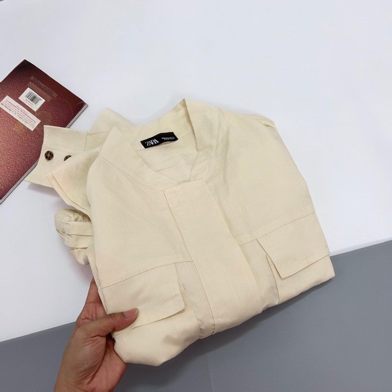 Áo khoác linen zr dáng lửng bo chun