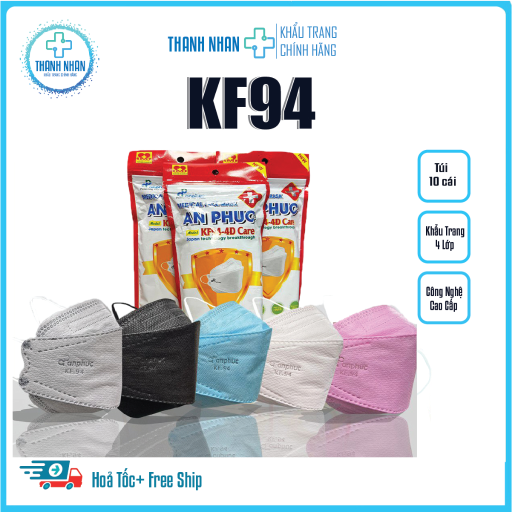 Khẩu Trang Y Tế KF94 An Phúc,Chống Nắng,Chống Bụi,Tia UV,Hàng Chất Lượng Đạt Chuẩn Bộ Y Tế,Đủ 4 Lớp Giấy Kháng Khuẩn.