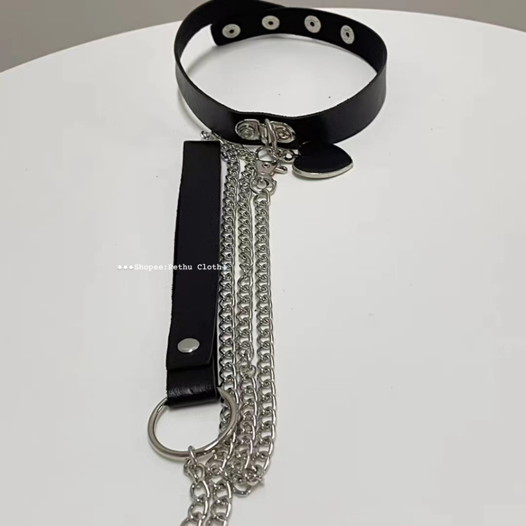 ( Q1,HCM）Vòng Cổ Dây Da PU Đính Đinh Tán Phong Cách Punk Gothic--OldGL