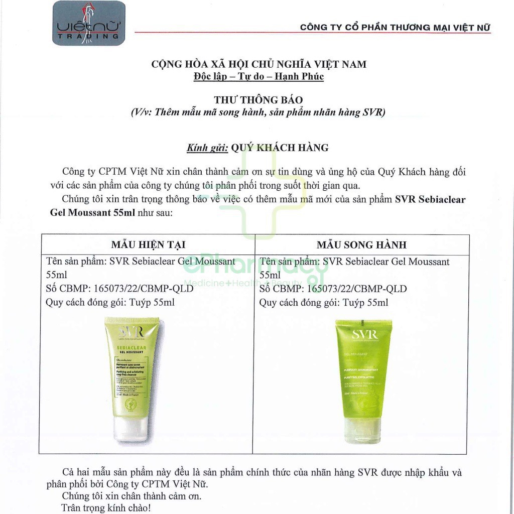 Sữa rửa mặt SVsebiaclear Gel Moussant