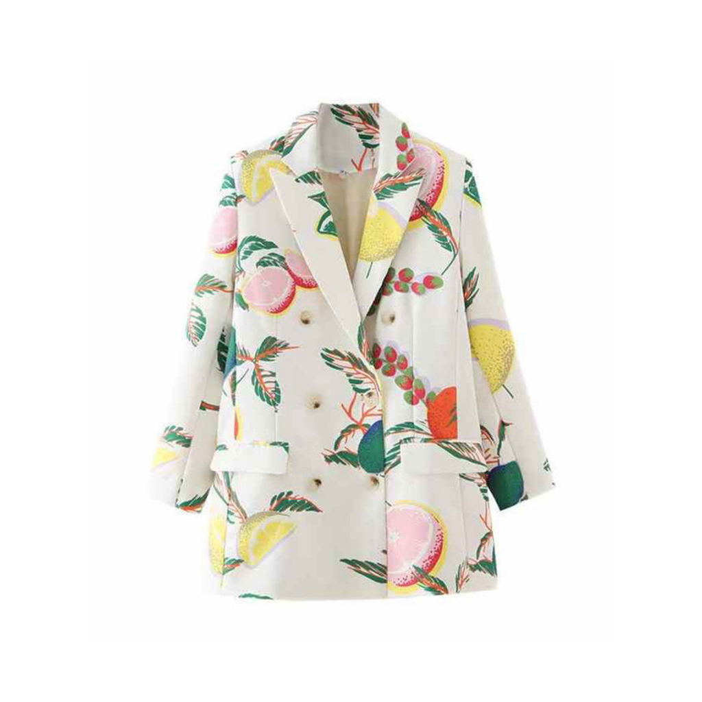 Áo blazer họa tiết trái cây phong cách Hàn Quốc