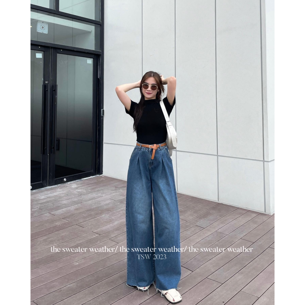 Quần jean xuông ống rộng kèm đai da - 247store.vn - Quanxuongkemdai7226_P0K49