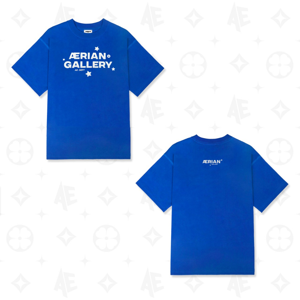 Áo AERIAN Gallery Star, Cotton 250gsm dệt Compact, Màu Kem / Đen / Hồng Dâu / Xanh Coban