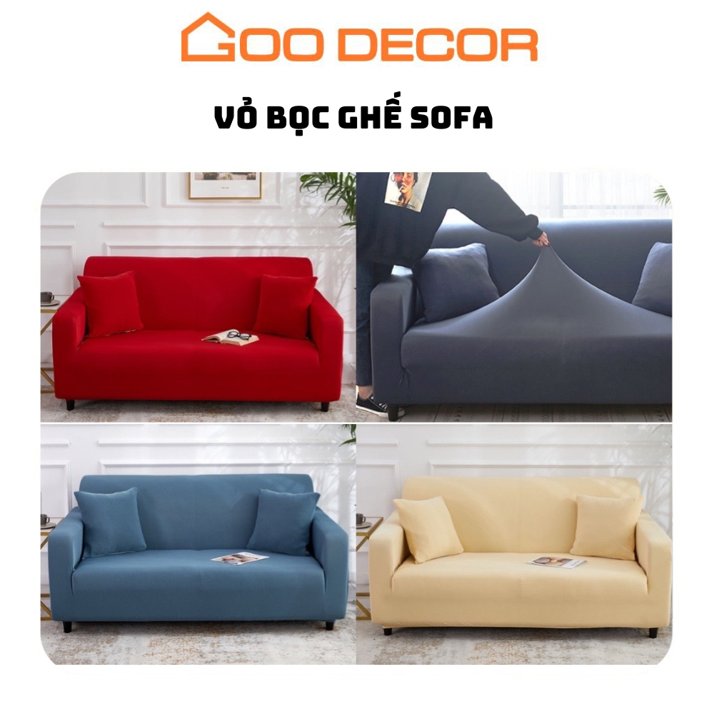 Bọc Sofa Màu Trơn, Bọc Ghế Sofa Đơn, Chữ L Vải Thun Sữa Mềm Mại Co Giãn - Goo Decor
