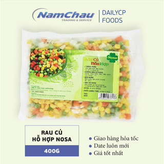Rau củ hỗn hợp đông lạnh Nosa gói 400gr cắt sẵn dùng chiên cơm, xào tiện lợi [HN giao hàng hỏa tốc]