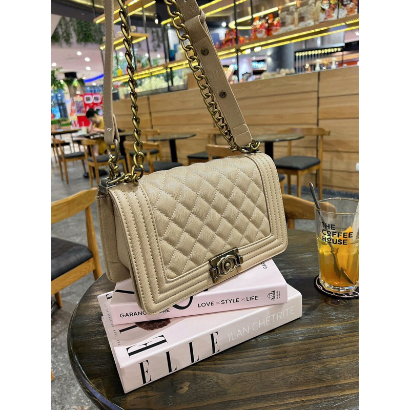 Túi Xách Nữ Ch Boy Da Hạt Tang Đồng Size 25 Đeo Chéo, Đeo Vai Sang Chảnh Hot Hit