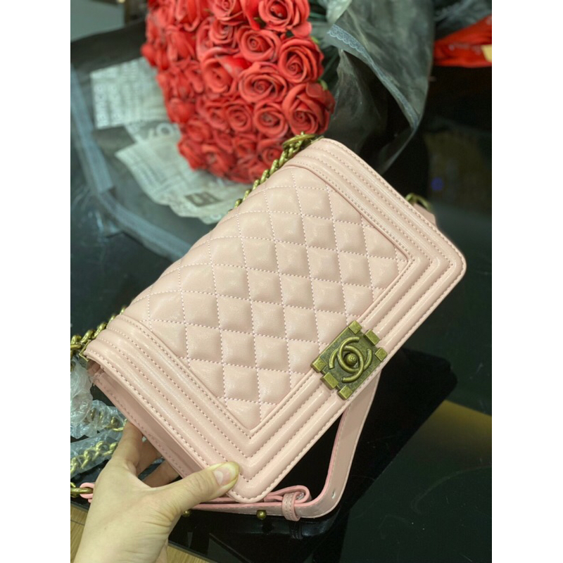 Túi Xách Nữ Ch Boy Da Hạt Tang Đồng Size 25 Đeo Chéo, Đeo Vai Sang Chảnh Hot Hit