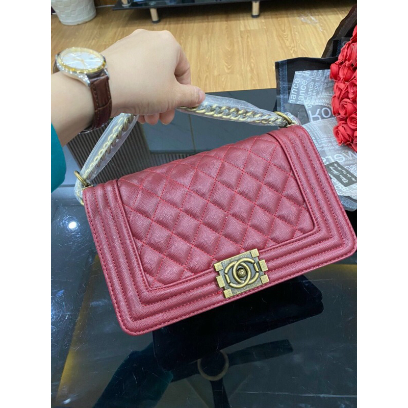 Túi Xách Nữ Ch Boy Da Hạt Tang Đồng Size 25 Đeo Chéo, Đeo Vai Sang Chảnh Hot Hit