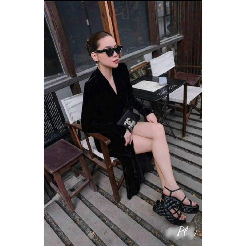 Sandal đế dày trần trám, quai mảnh siêu Hot. Hàng quảng châu cao cấp có hộp đựng