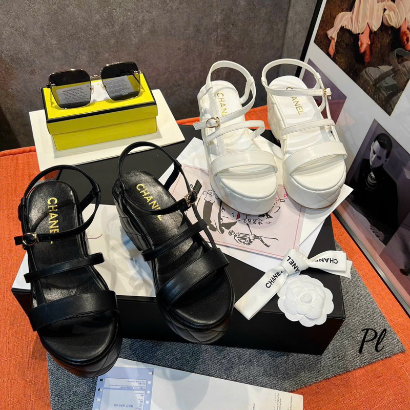 Sandal đế dày trần trám, quai mảnh siêu Hot. Hàng quảng châu cao cấp có hộp đựng