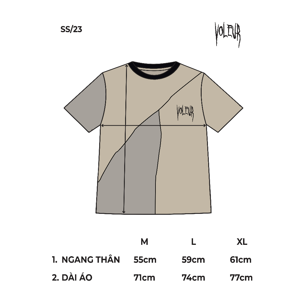 Áo thun VOLEUR - SCRAPPED TAUPE & ASPHALT 3.0 , vải thun 2 chiều 99% cotton 250g
