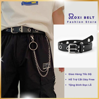 Thắt Lưng Dây Xích, Dây Nịt Lưng Nam Nữ Kèm Xích Treo Quần Thời Trang Nhiều Lỗ Tròn Roxi Belt - TL006